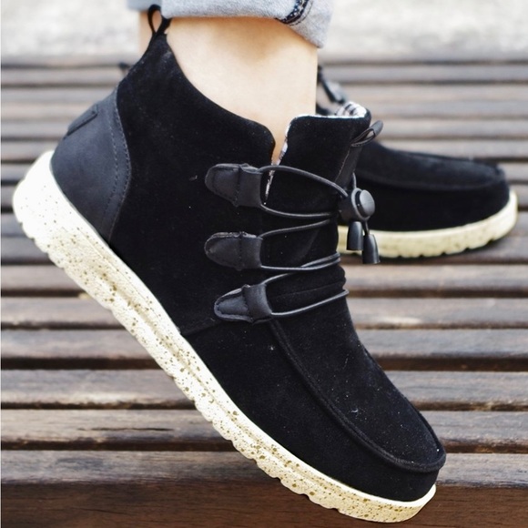 Black Laced Front Ankle Boots- Women’s - Picture 3 of 6